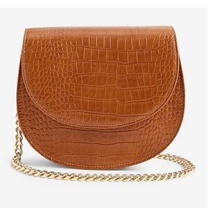 Express Tan Croc-Embossed Crossbody Bag NWOT